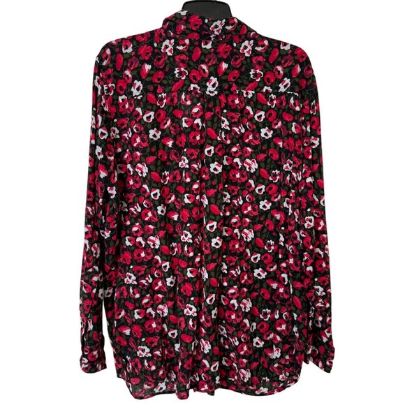 Lauren Ralph Lauren 1X Blouse Floral Print Button Front Shirt Cotton Office - Picture 2 of 8